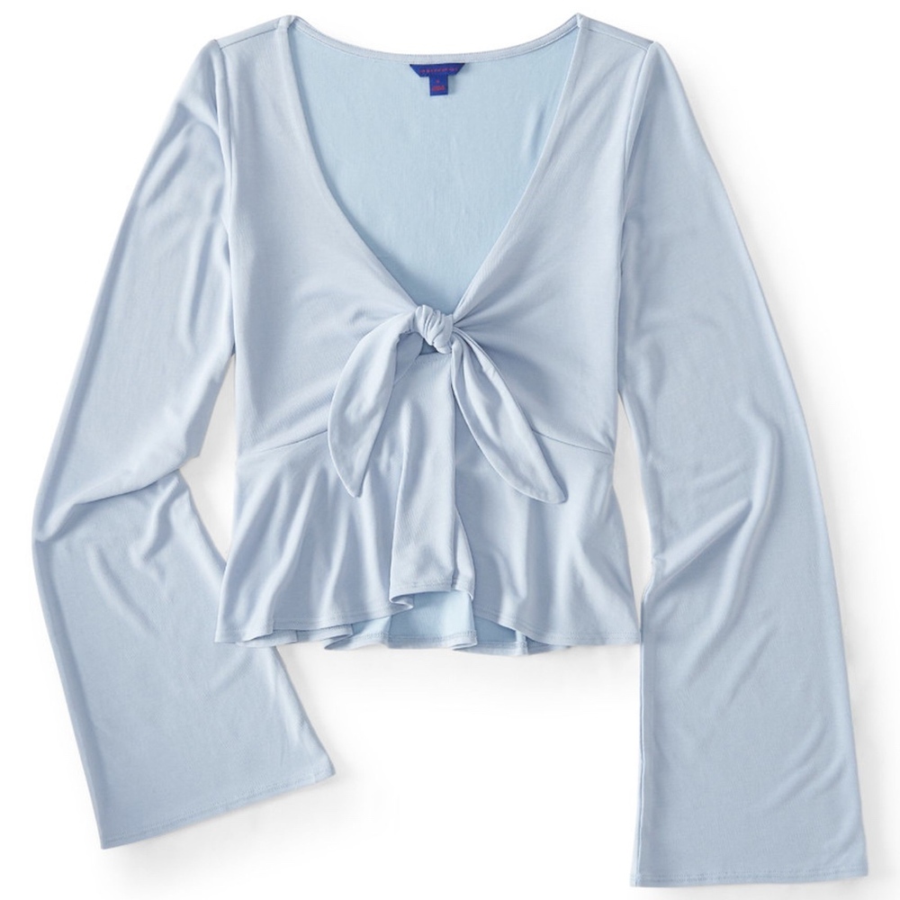 Boho Bell sleeve tie front crop top